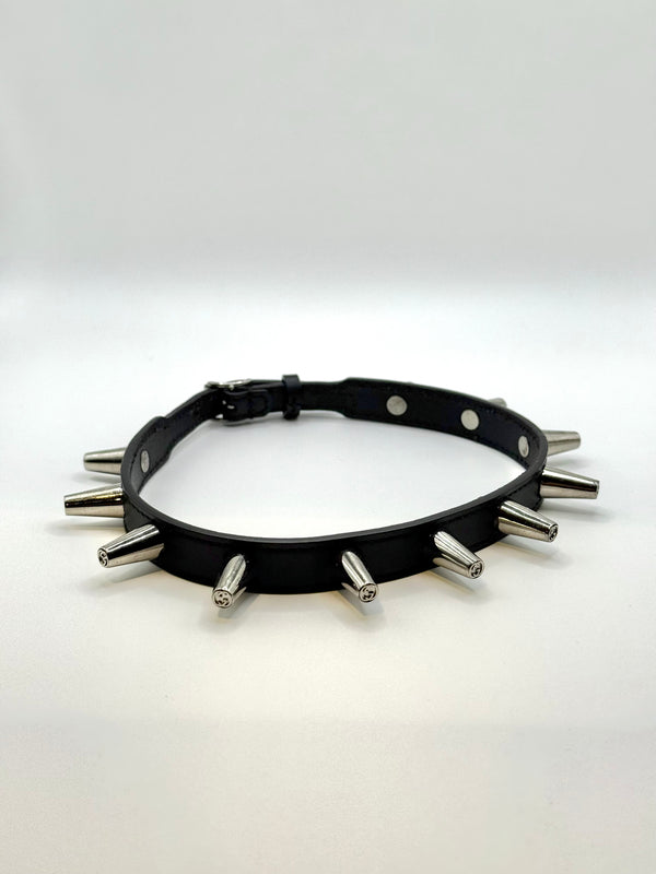 2000s Gucci spike leather chocker necklace