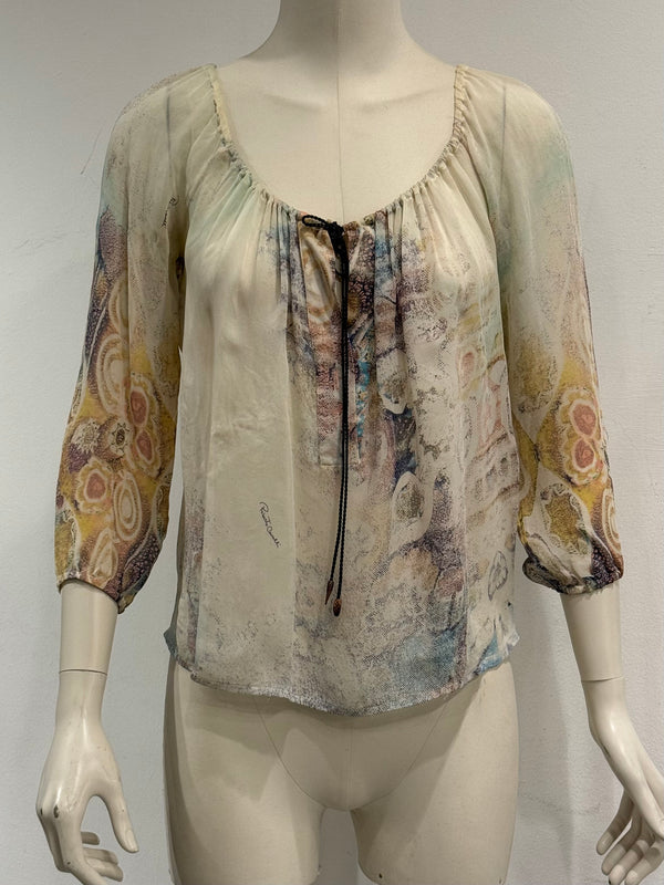 2000s Roberto Cavalli lace up blouse top