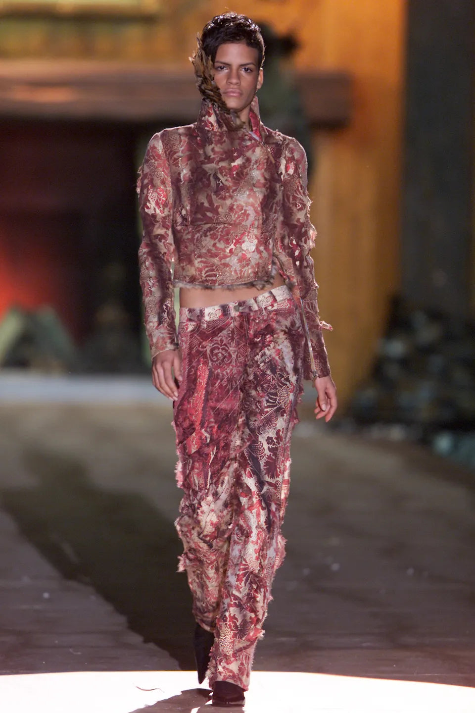 A/W2002 Roberto Cavalli double layer distressed pants