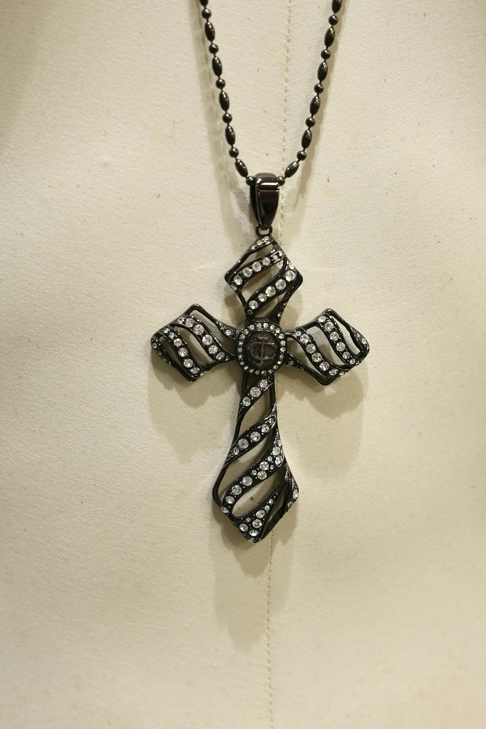 2000s Roberto Cavalli big studded cross necklace