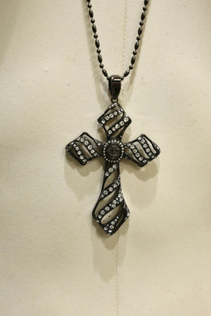 2000s Roberto Cavalli big studded cross necklace