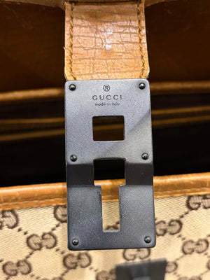 1990s Gucci monogram shoulder bag with bamboo detail