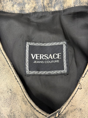 2000s Versace distressed leather vest