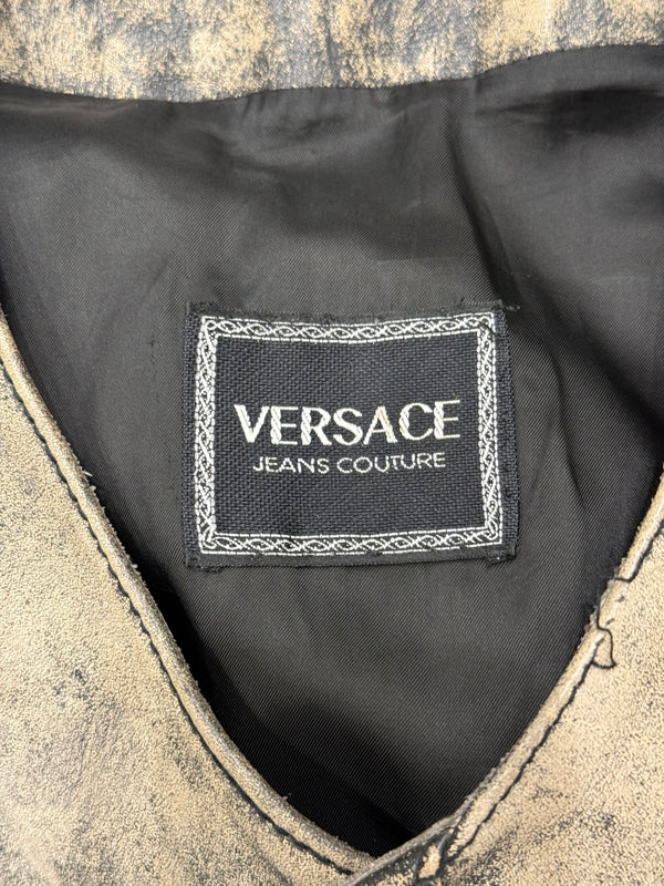 2000s Versace distressed leather vest