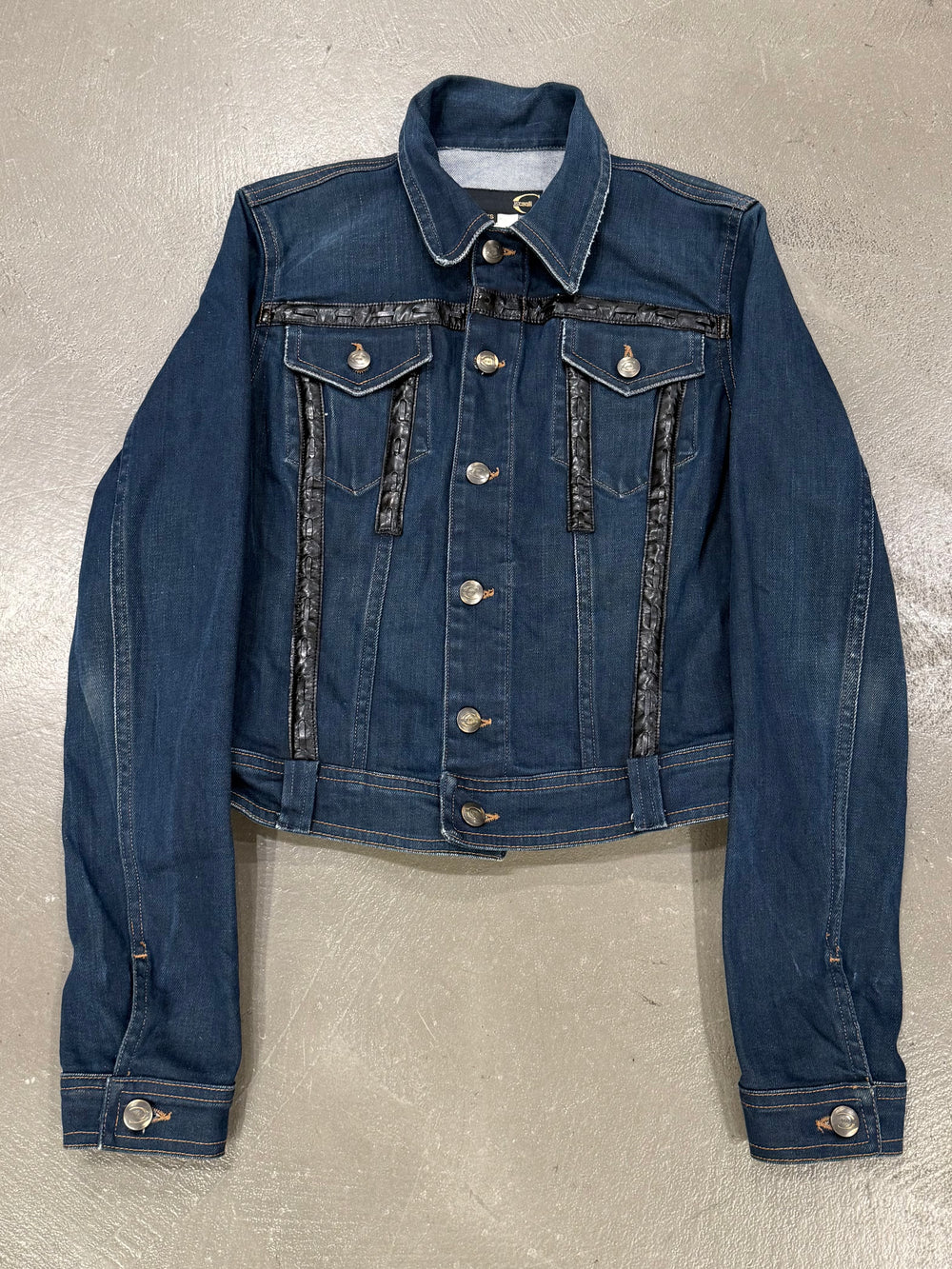 SS 2005 Cavalli denim jacket with leather details
