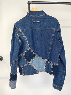 SS2003 Jean Paul Gaultier pierced patchwork reconstructed denim jacket