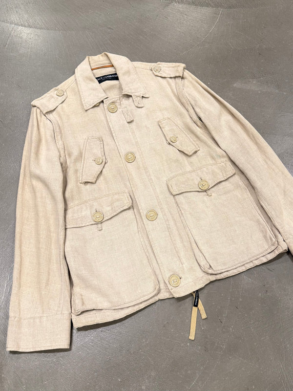 2000s Dolce & Gabbana multi-pocket linen utility jacket