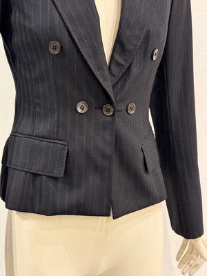 2004 Yves Saint Laurent pinstripe double breasted cropped blazer