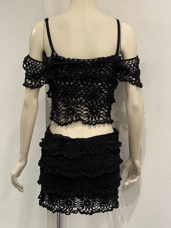2000s Dolce & Gabbana crochet lace two piece set