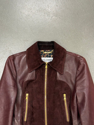 2001 Dolce & Gabbana paneled hybrid leather jacket