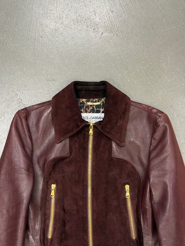 2001 Dolce & Gabbana paneled hybrid leather jacket