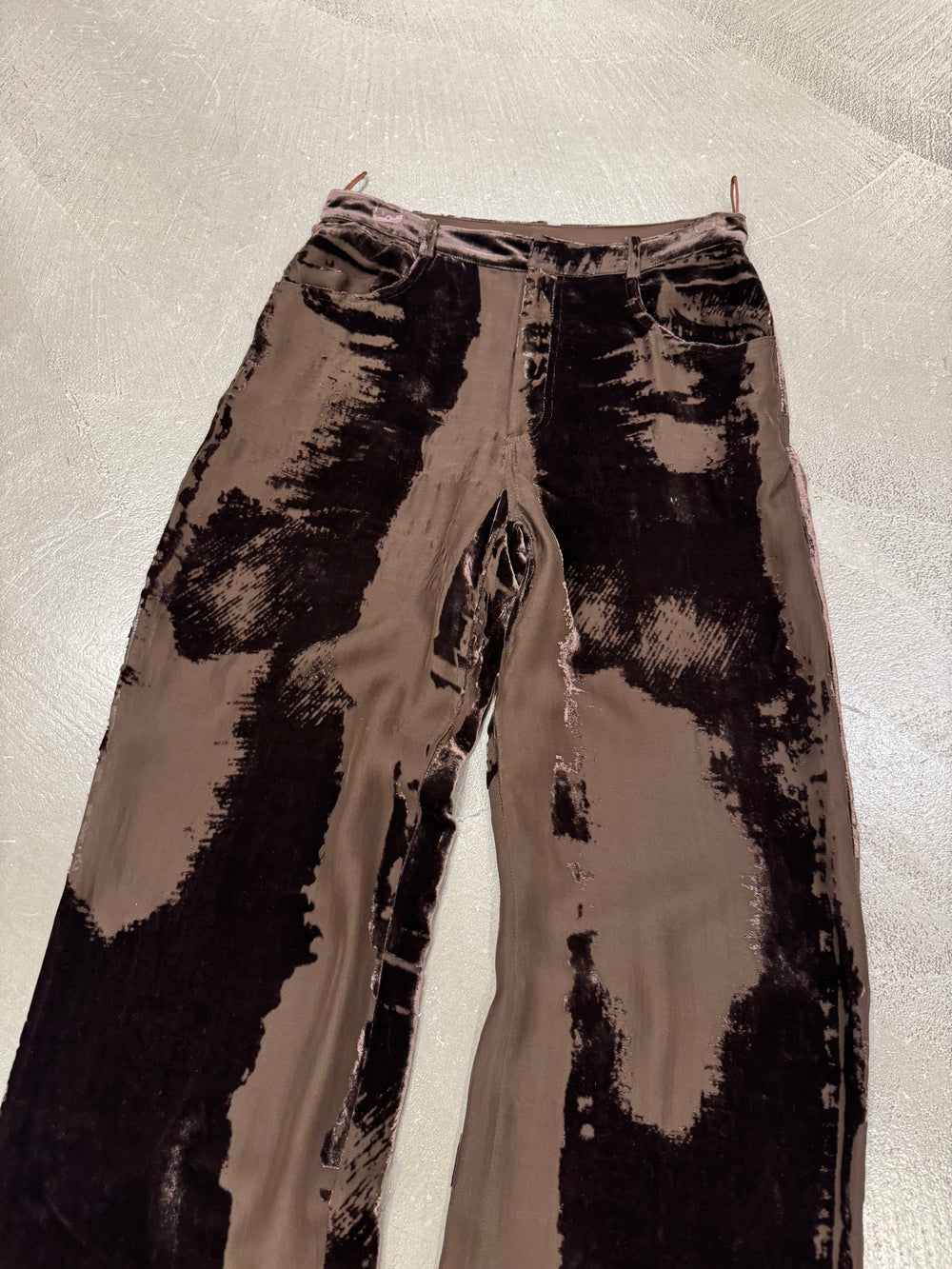 1990s Jean Paul Gaultier mainline velvet double layer distressed pants