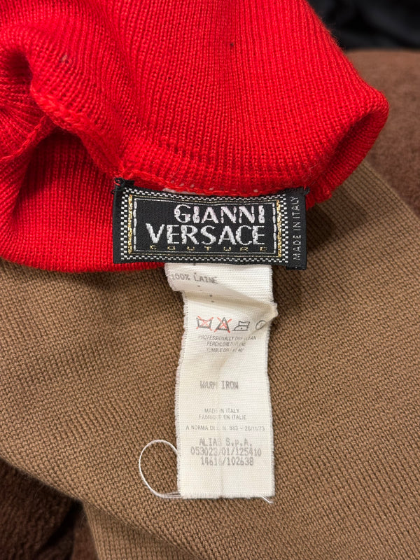 F/W2000 Gianni Versace runway wavy colorblock knit sweater