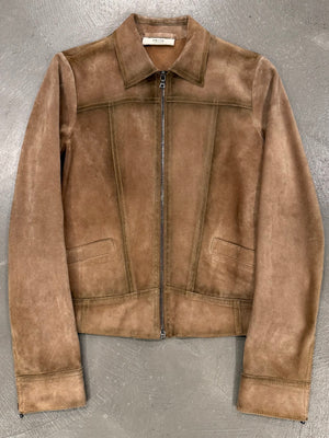2000s Prada paneled western suede leather jacket