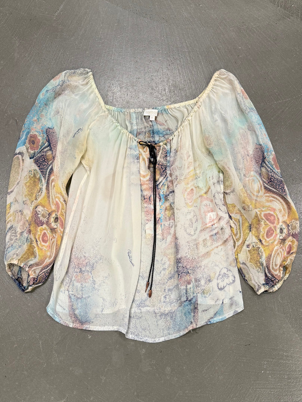 2000s Roberto Cavalli lace up blouse top