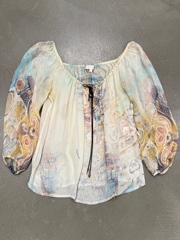 2000s Roberto Cavalli lace up blouse top