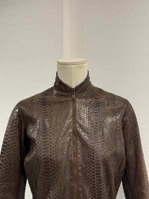 2000s Yves Saint Laurent python skin bomber jacket