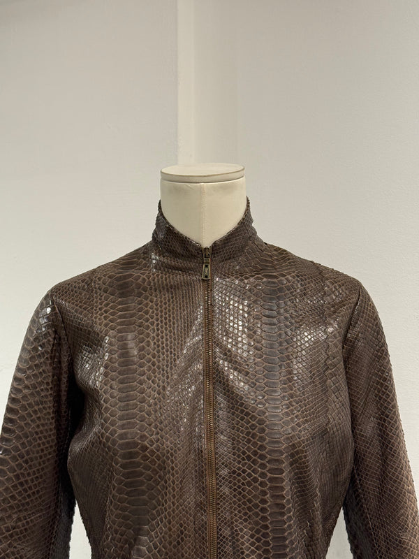 2000s Yves Saint Laurent python skin bomber jacket