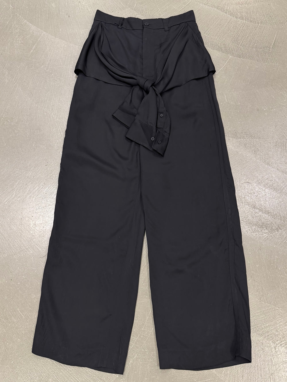 S/S2023 Balenciaga knot-front hybrid shirt wide leg pants