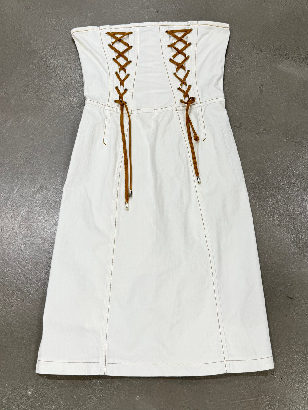 2000s Dolce & Gabbana lace-up midi white dress
