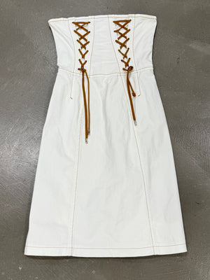 2000s Dolce & Gabbana lace-up midi white dress