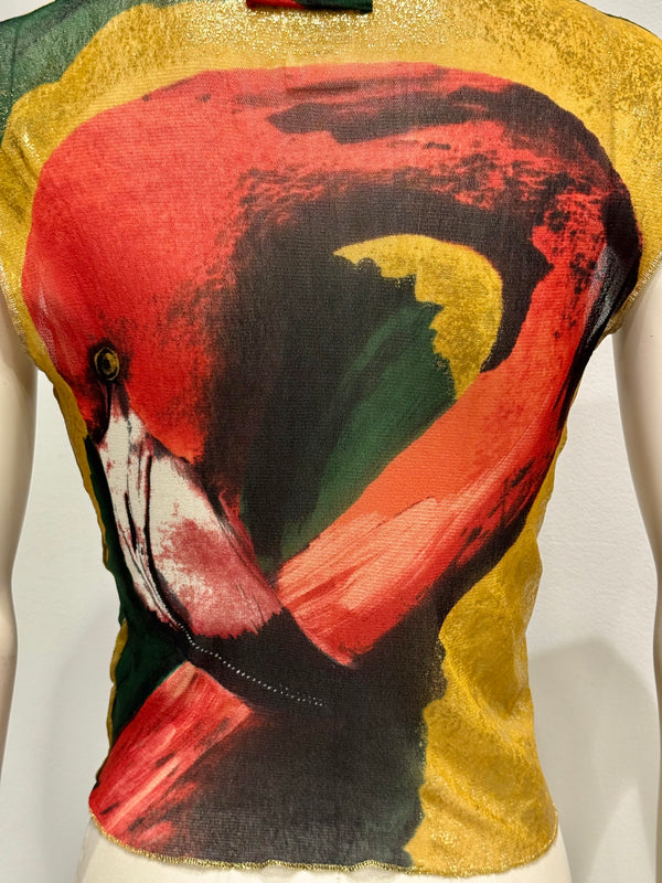 S/S1996 Jean Paul Gaultier flamingo mesh vest