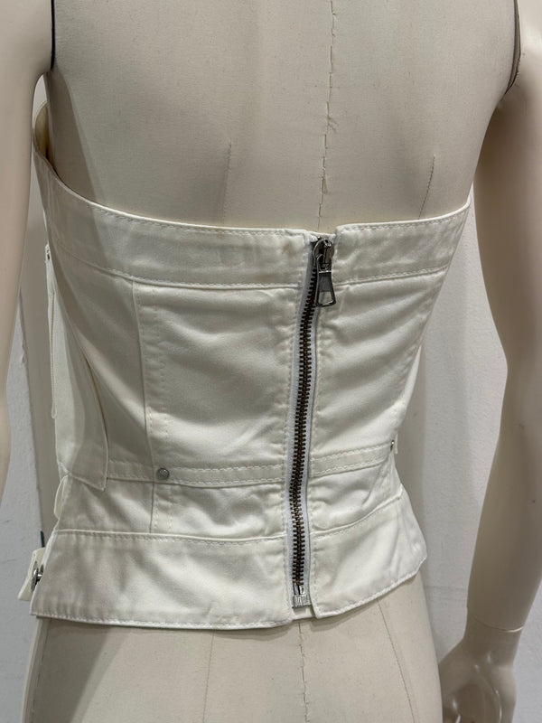 S/S2004 Dsquared2 white cargo zipper top