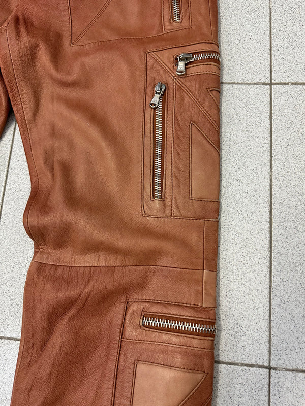 SS2002 Dolce & Gabbana leather zipper flight cargo pants