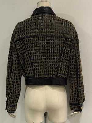 S/S1992 Gianni Versace studded leather jacket with heavy gold metal studs