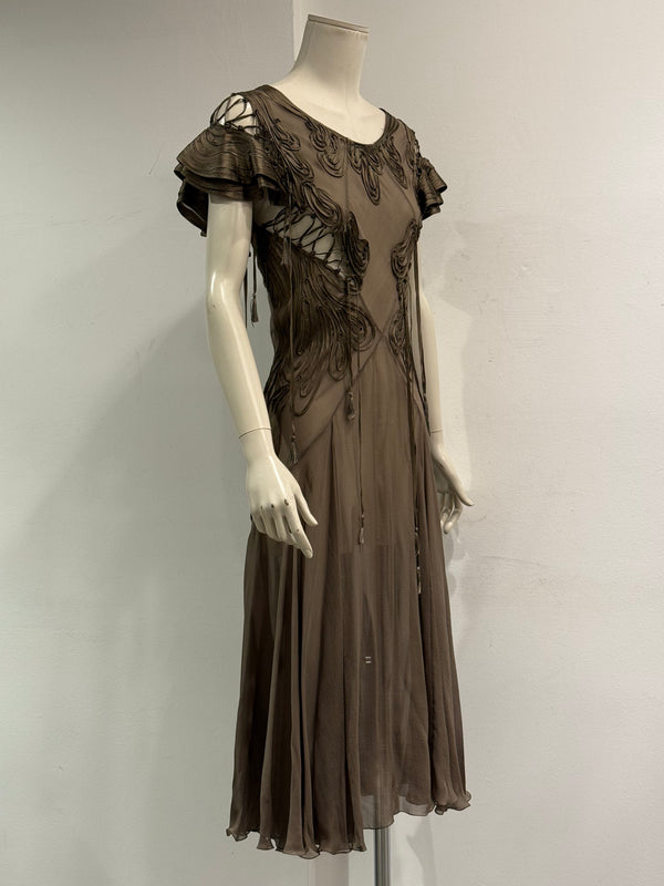 2000s Jean Paul Gaultier fringe silk chiffon dres