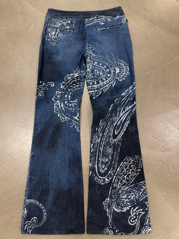 2000s Cavalli paisley print flare jeans