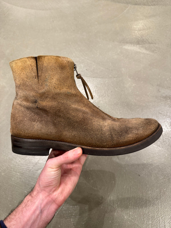 2000s Martin Margiela zipper distressed suede boots