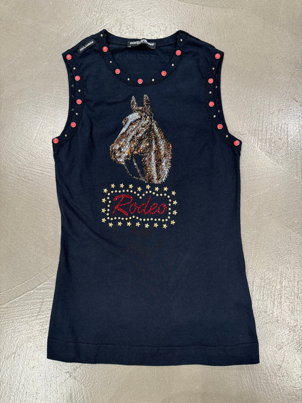 S/S 2001 Dolce & Gabbana western “rodeo” rhinestone studded tank top