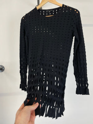 SS2002 Helmut Lang laser cut net long sleeve t-shirt