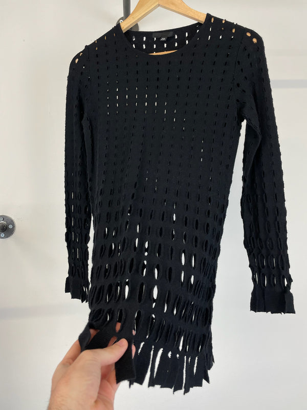 SS2002 Helmut Lang laser cut net long sleeve t-shirt