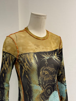 2000s Jean Paul Gaultier mesh long sleeve top