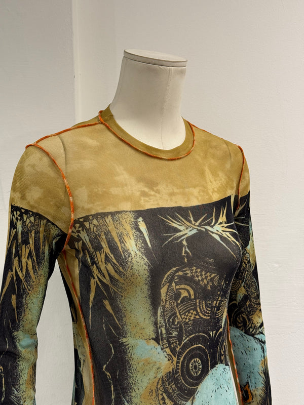 2000s Jean Paul Gaultier mesh long sleeve top