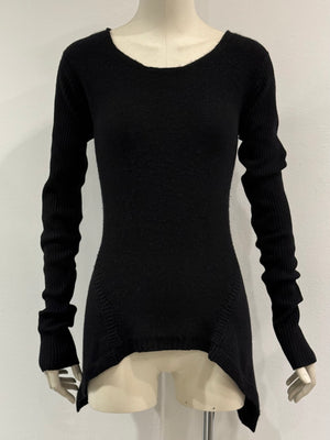 2000s Rick Owens asymmetric hem long sleeve knit top