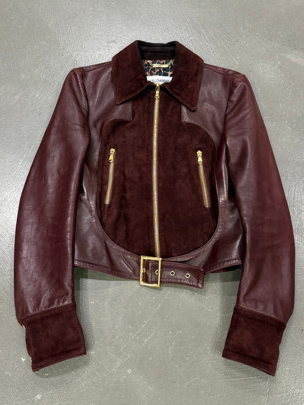 2001 Dolce & Gabbana paneled hybrid leather jacket