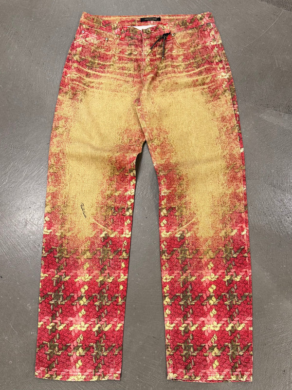 2000s Roberto Cavalli creckered faded jeans