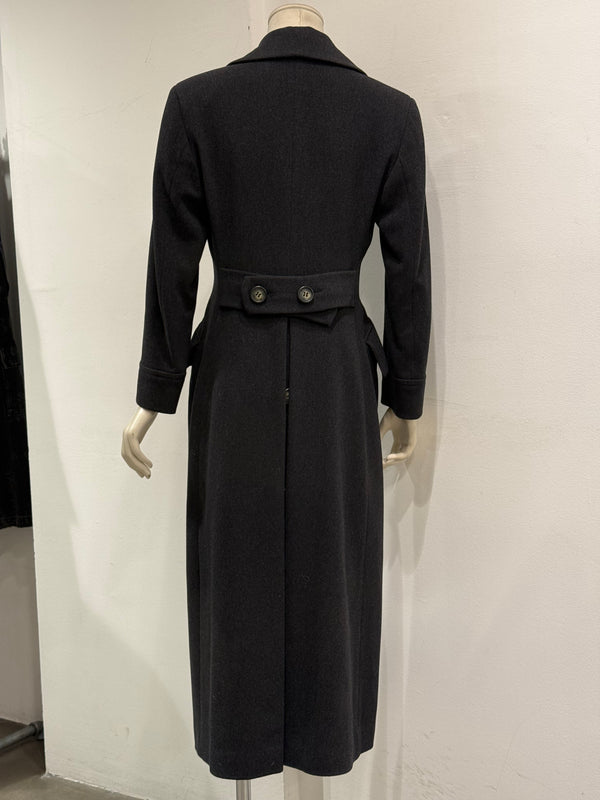 1990s Dolce & Gabbana grey wool double-breasted long coat