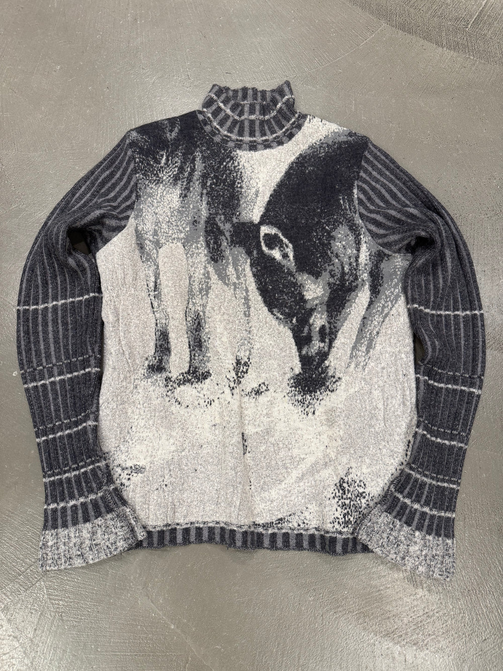 2000s Roberto Cavalli wolf jacquard knit