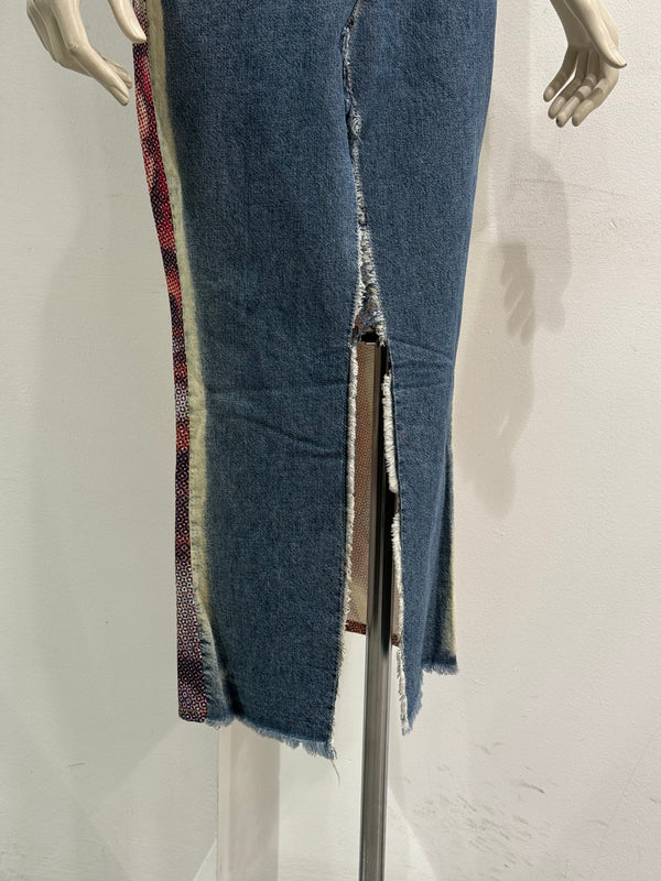 Dolce & Gabbana “The Birth Of Venus” Botticelli denim midi skirt