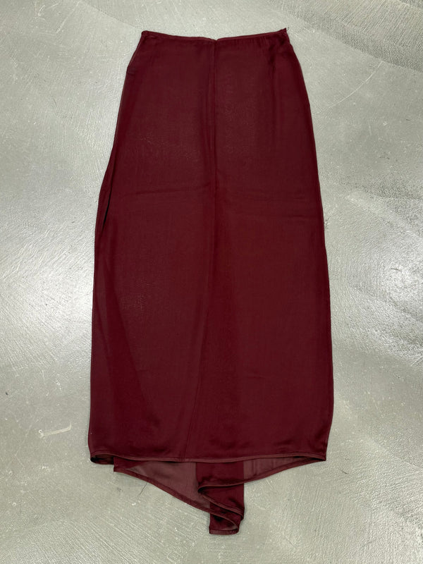S/S1997 Prada silk long red skirt