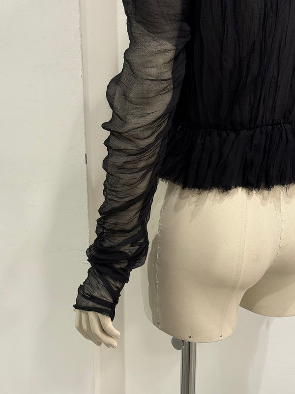 A/W2002 Alexander McQueen runway sheer silk peplum top