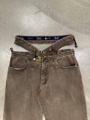 F/W 2003 Dolce & Gabbana All Around Waist Zip Pants