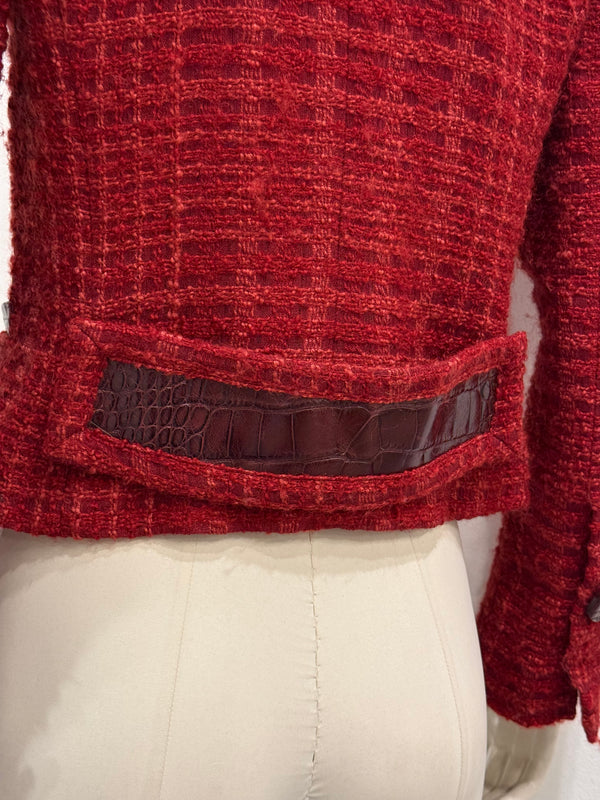 2000s Dolce & Gabbana crocodile details tweed jacket