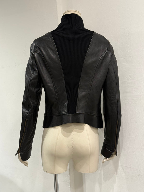 A/W2002 Gucci by Tom Ford ribbed collar leather jacket