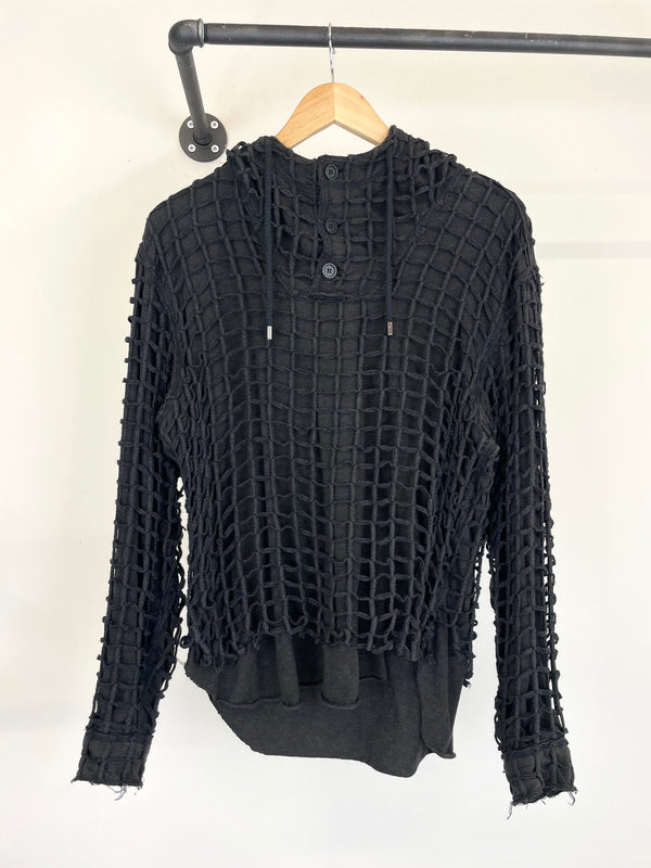 AW2012 Dolce & Gabbana laser cut net double layer hoodie