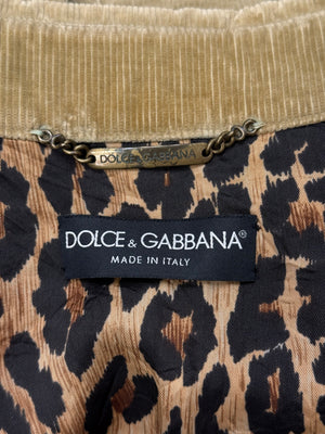 2002 Dolce & Gabbana butterfly corduroy structured jacket